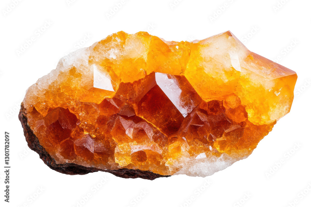 Beautiful orange quartz crystal with unique facets, cut out Beautiful orange quartz crystal with unique facets, cut out