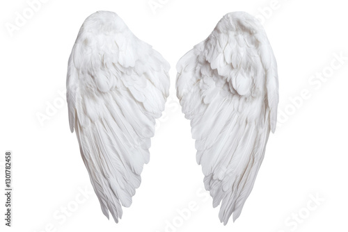 Beautiful white angel wings for decorative use, cut out
