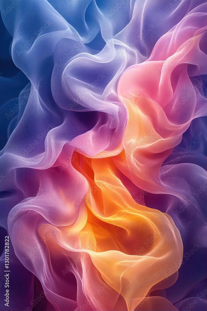 Abstract colorful fabric waves blending seamlessly in a dreamy, ethereal background Abstract colorful fabric waves blending seamlessly in a dreamy, ethereal background