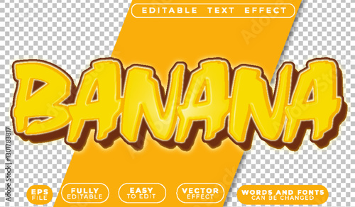 Banana Yellow Fruit  Tropical Fully Editable Vector Text File