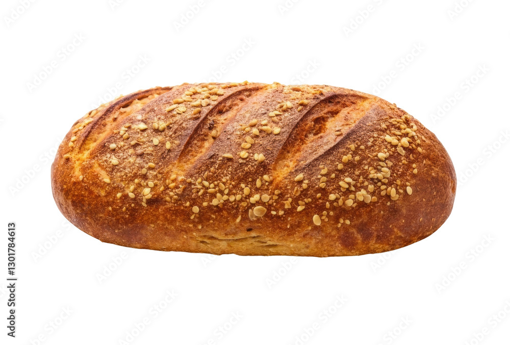 Freshly baked bread with sesame seeds on crust, perfect for meals and gatherings Freshly baked bread with sesame seeds on crust, perfect for meals and gatherings
