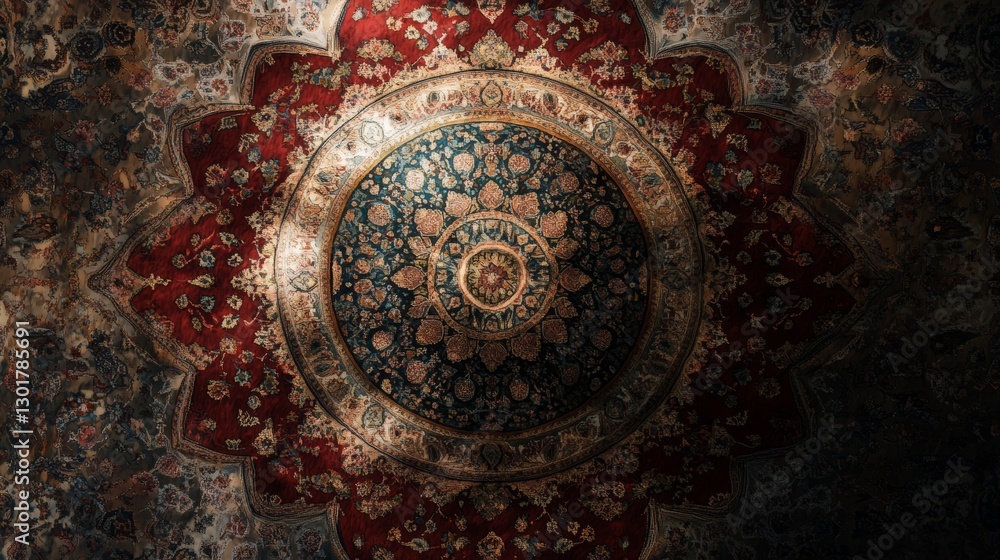 Obraz premium Ornate ceiling floral design with rich colors.