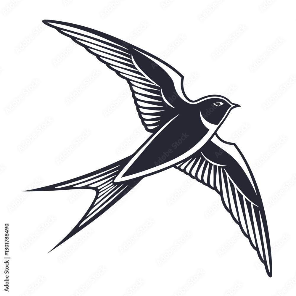 Fototapeta premium Flying bird logo silhouette vector on white background