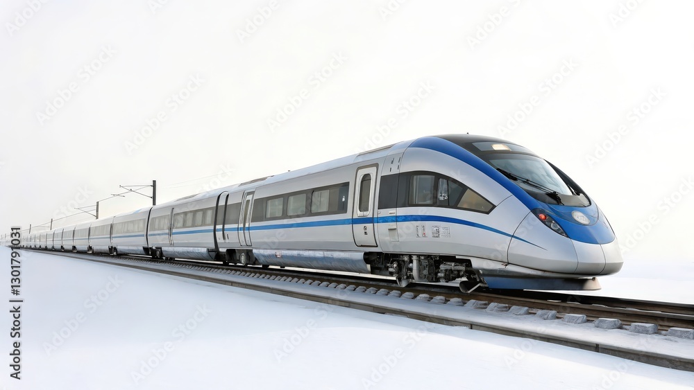 Naklejka premium High-Speed Train in Winter Landscape