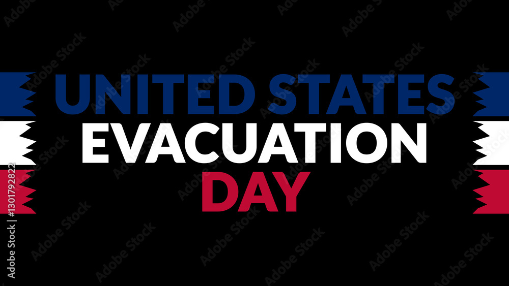 Obraz premium United States Evacuation Day text with side lines on a black background. Which is observed every year in March to celebrate and wish United States Evacuation Day