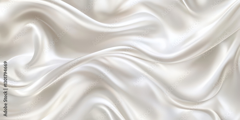 Obraz premium Elegant fabric drapery showcasing soft textures and delicate waves in a radiant white color, perfect for luxury and fashion backgrounds or designs