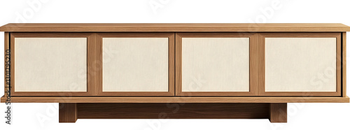 PNG Beige long modern cabinet furniture minimalist sideboard.