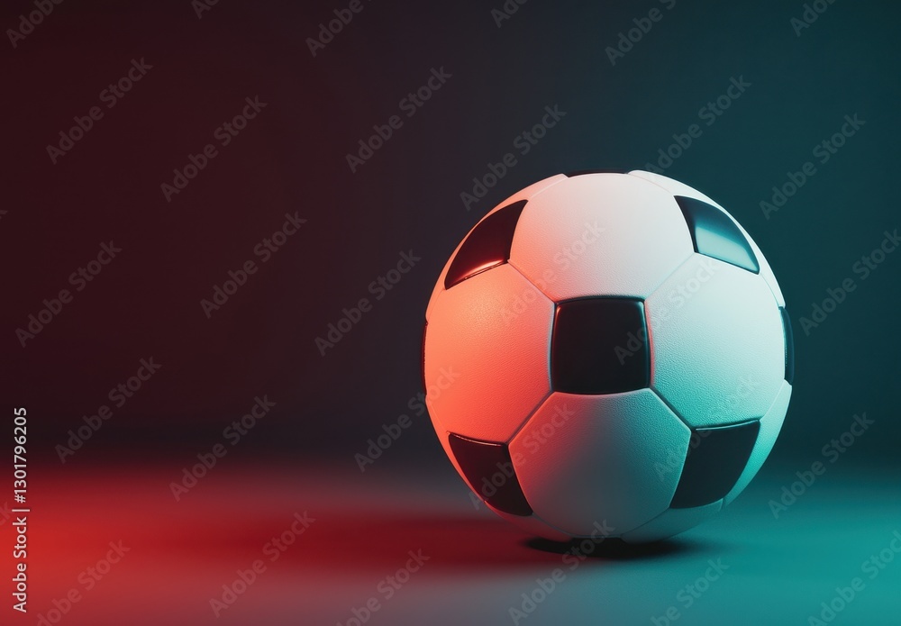Naklejka premium Classic Soccer Ball on Gradient Background with Dramatic Lighting