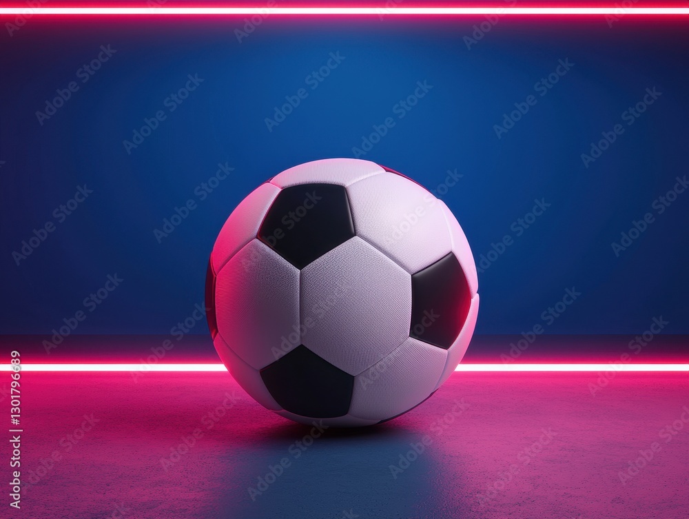 Fototapeta premium Soccer Ball on Colorful Background with Neon Lighting Effects