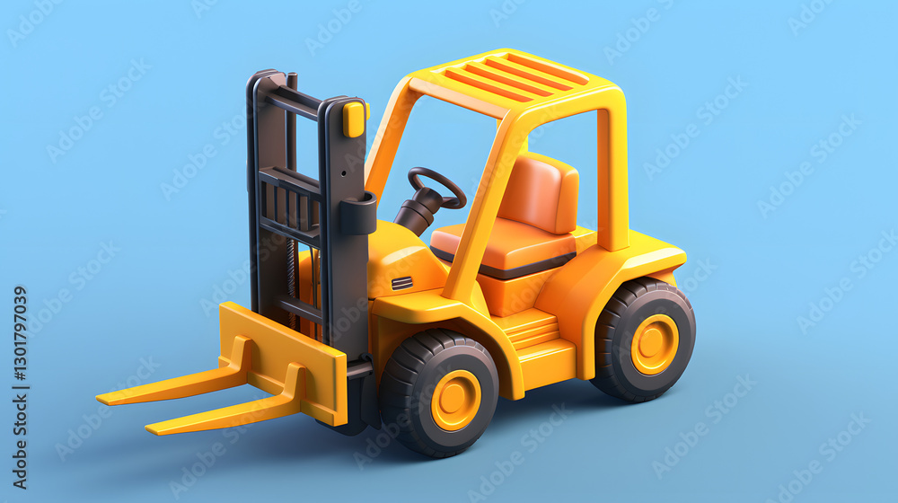 Fototapeta premium Forklift isometric Cartoon 3D