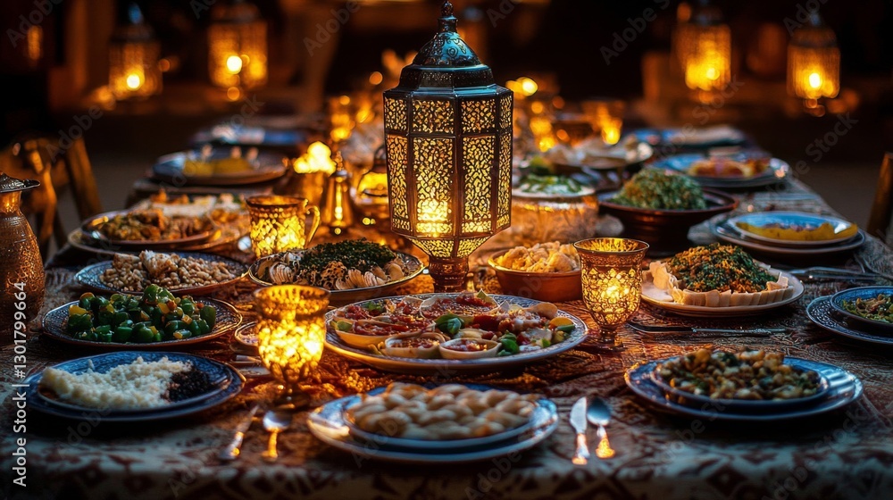 A Festive Middle Eastern Feast Underneath Lanterns A Festive Middle Eastern Feast Underneath Lanterns
