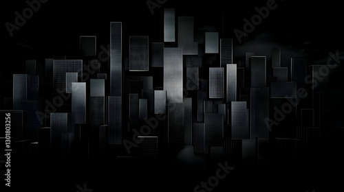 3D Illustration Dark City A...