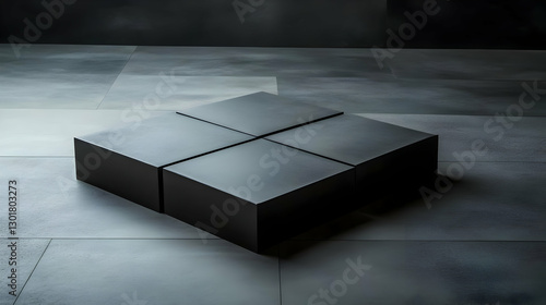 3D Illustration Black Cubes...
