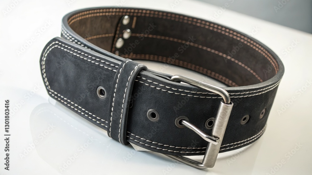 Black Leather Weightlifting Belt Black Leather Weightlifting Belt