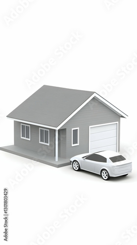 3D Illustration House, Gara...