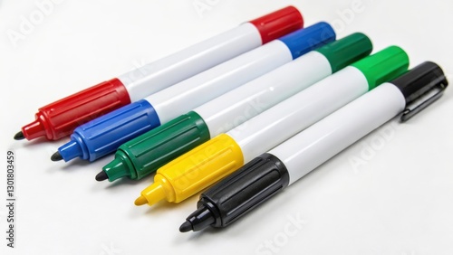 Assorted Markers on White Background