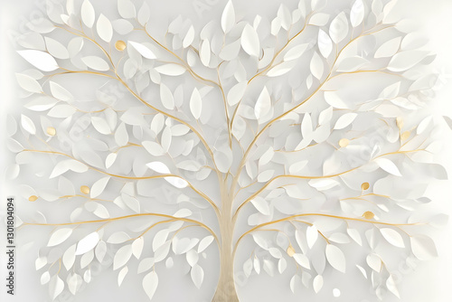 3D Illustration White Tree ...