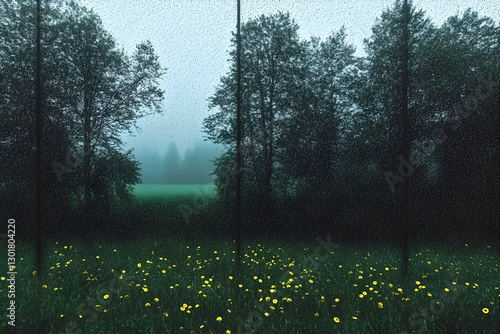 Photo Rainy Day Meadow Wild...