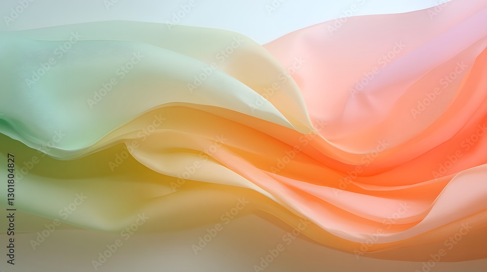 Fototapeta premium Soft Flowing Silk Fabric in Pastel Gradient Hues for Backgrounds