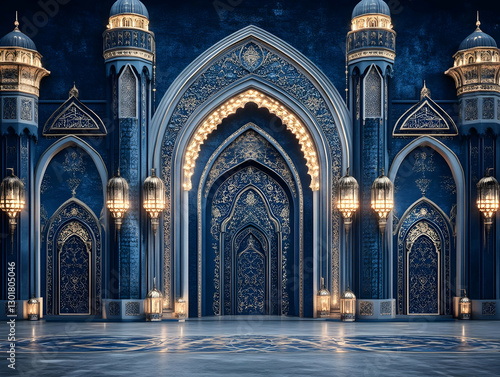 3D Illustration Ornate Blue...
