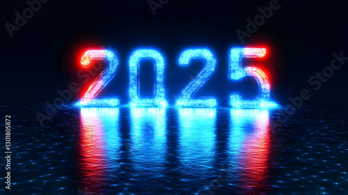 3D Illustration 2025 Neon S...