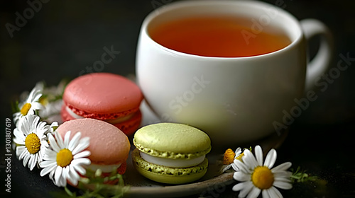 Photo Tea Cup Macarons Dais...