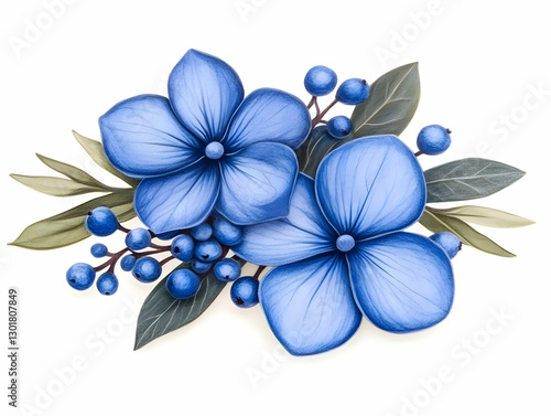Illustration Blue Flowers, ...
