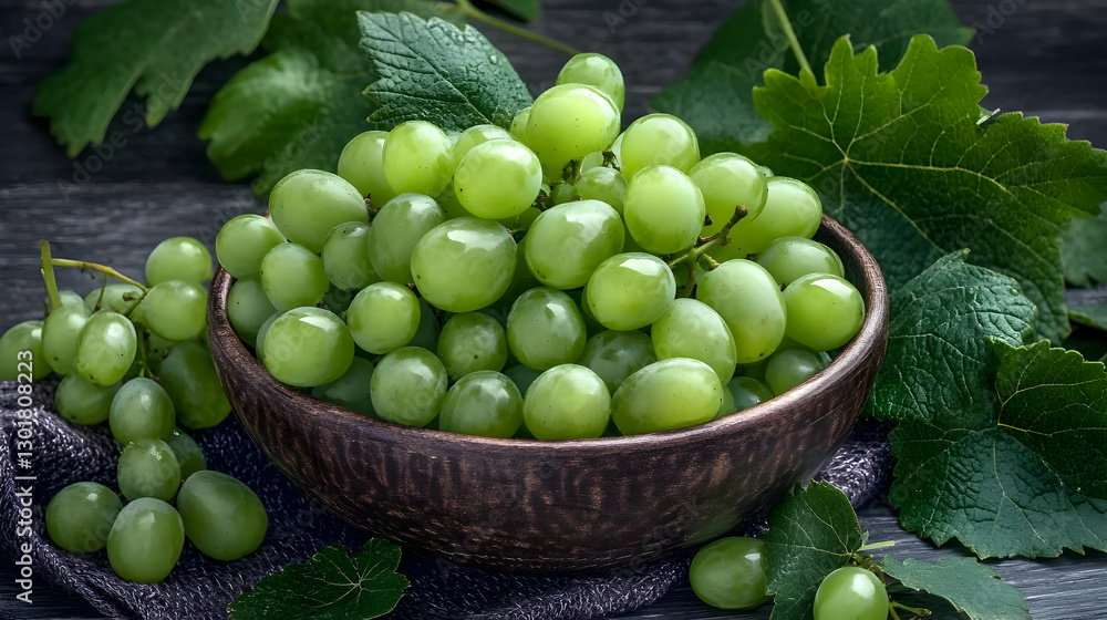Photo Green Grapes, Bowl, Leaves, Fresh, Fruit, Healthy, Ripe, Vine, Sweet, Green Photo Green Grapes, Bowl, Leaves, Fresh, Fruit, Healthy, Ripe, Vine, Sweet, Green