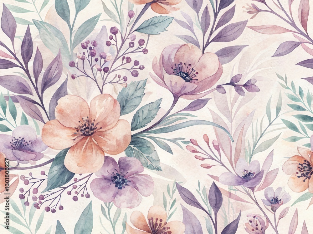custom made wallpaper toronto digitalSeamless Pattern of Blooming Flowers and Delicate Foliage