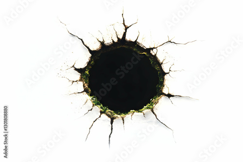Photo, Cracked Hole Surface...