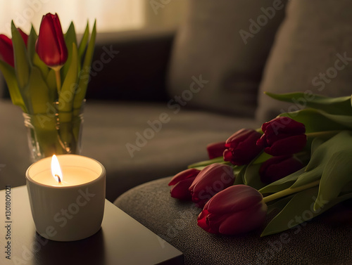 Photo Still Life Red Tulips...