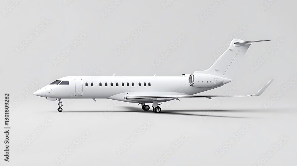 Sleek White Private Jet: 3D Render on Neutral Background AI Generated Sleek White Private Jet: 3D Render on Neutral Background AI Generated