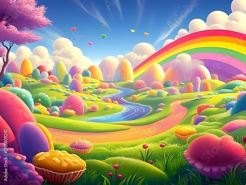 Whimsical Candy Land Illust...