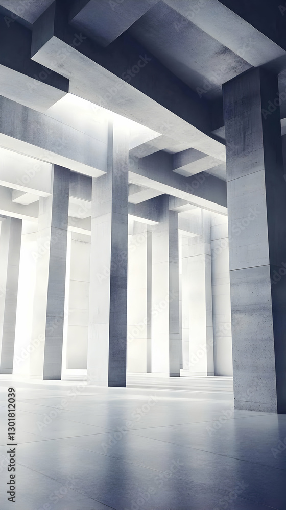 Obraz premium 3D Illustration Empty Concrete Room Architecture Design Background