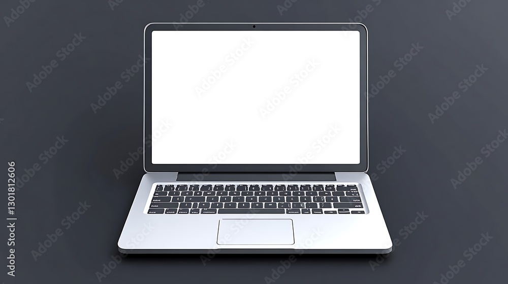 Silver Laptop Mockup: Clean 3D Render on Dark Background AI Generated Silver Laptop Mockup: Clean 3D Render on Dark Background AI Generated
