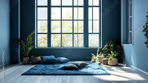 Serene Blue Room 3D Illustr...