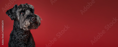 Wallpaper Mural Kerry Blue Terrier dog on minimalistic colorful background with Copy Space. Perfect for banners, veterinary ads, pet food promotions, and minimalist designs. Torontodigital.ca