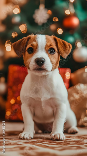 Photo Cute Puppy Christmas ...