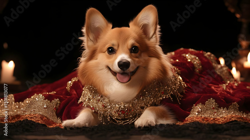 Regal Corgi Illustration in...
