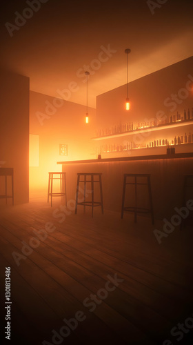 Empty Bar at Dusk 3D Render