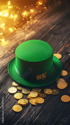 Illustration Green Hat Gold...