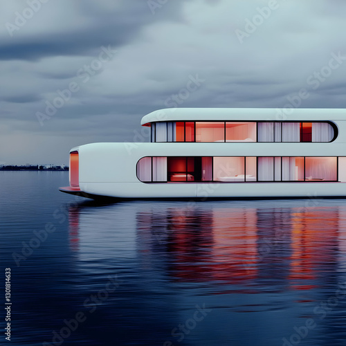 3D Illustration Houseboat A...