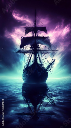 Ghost Ship Illustration, Oc...