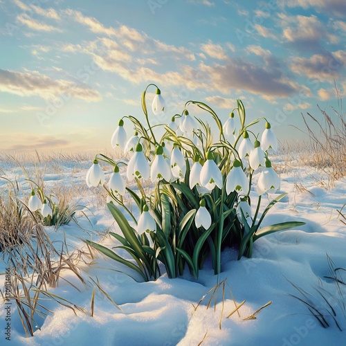 spring flowers in the snow