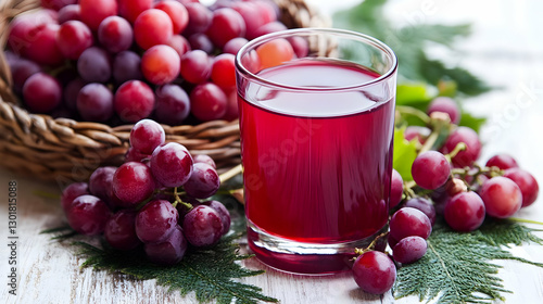 Photo, Fresh Red Grape Juic...