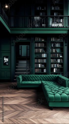 3D Illustration-Green Libra...