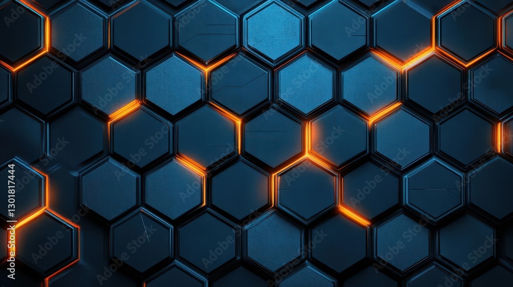 Vibrant Contrast of Dark Blue Background with Geometric Orange Hexagons Creating a Modern and Dynamic Visual Composition for Creative Designs Vibrant Contrast of Dark Blue Background with Geometric Orange Hexagons Creating a Modern and Dynamic Visual Composition for Creative Designs