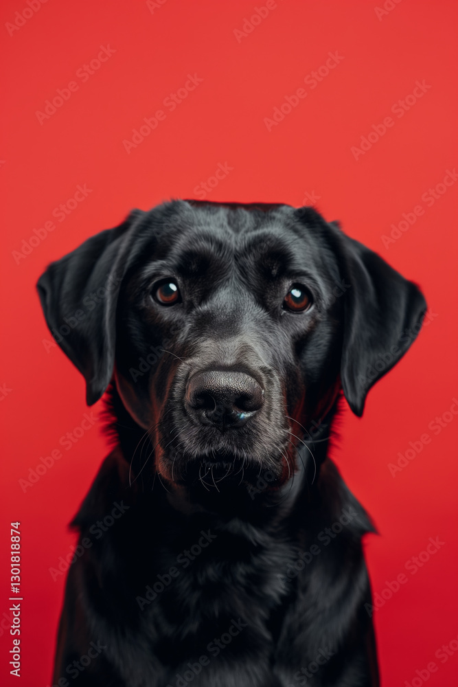 Fototapeta premium Labrador Retriever dog on minimalistic colorful background with Copy Space. Perfect for banners, veterinary ads, pet food promotions, and minimalist designs.