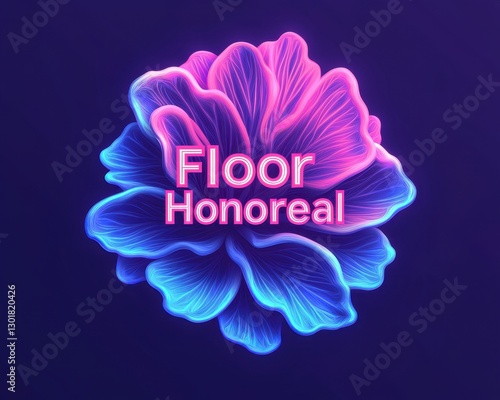 Vibrant Abstract Flower Design with Neon Colors and Gradient Effects