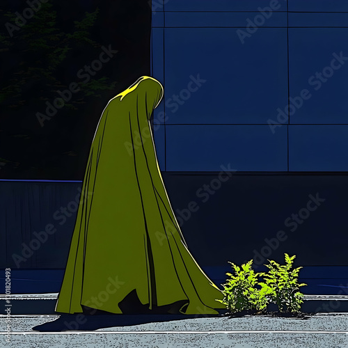 Green Cloak Illustration